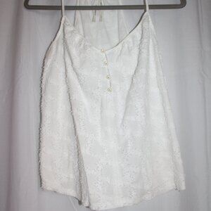 NWOT Anthropologie Kit WHITE Textured Button Tank Top Women's Small